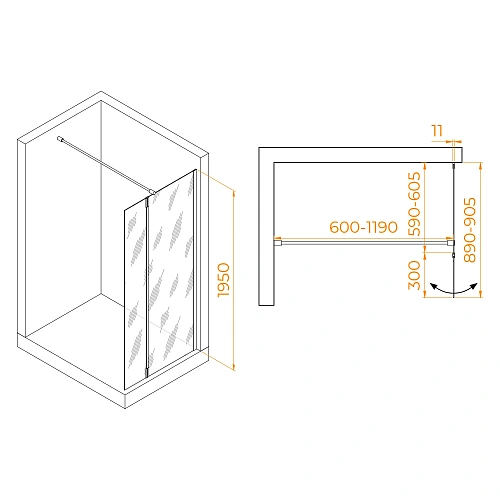 Душевая перегородка RGW Walk In WA-050 (WA-002 + Z-070) 600 мм 351005063-11 хром, Easy Clean Душевая перегородка RGW Walk In WA-050 (WA-002 + Z-070) 600 мм 351005063-11 хром, Easy Clean