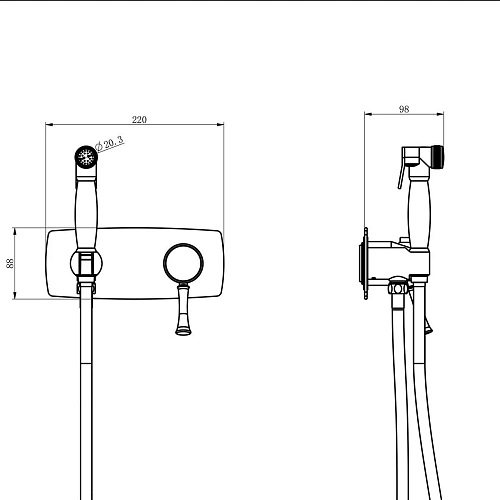 Гигиенический душ Lemark Peretto LM6319RB, встраиваемый, черный кофе Гигиенический душ Lemark Peretto LM6319RB, встраиваемый, черный кофе