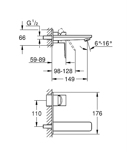 Смеситель для раковины GROHE Lineare New, темный графит матовый (19409AL1) Смеситель для раковины GROHE Lineare New, темный графит матовый (19409AL1)