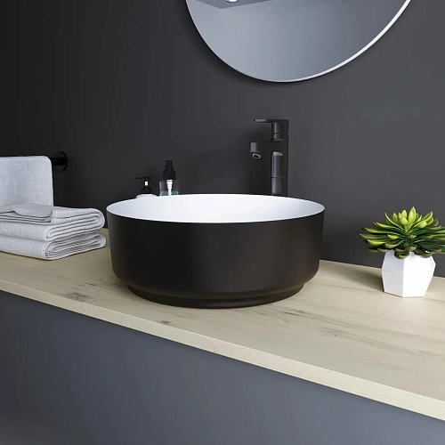 Раковина GROSSMAN Color GR-4040BW (360x360x115) черная белая внутри Раковина GROSSMAN Color GR-4040BW (360x360x115) черная белая внутри