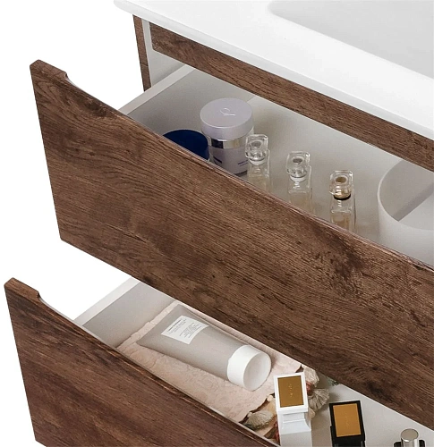 Тумба под раковину Vincea Mia 650 подвесная, 2 выкатных ящика soft close, R.Wood VMC-2MA650RW Тумба под раковину Vincea Mia 650 подвесная, 2 выкатных ящика soft close, R.Wood VMC-2MA650RW