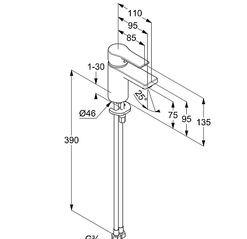 Смеситель для раковины Kludi ZENTA SL 483893965 черный матовый Смеситель для раковины Kludi ZENTA SL 483893965 черный матовый
