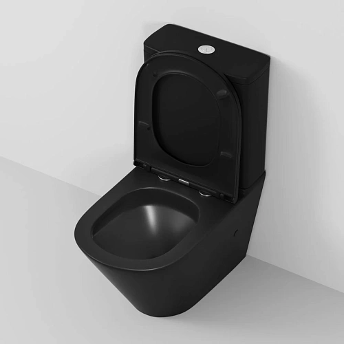 Унитаз напольный GROSSMAN GR-4450BMSQ 60,5x38x82,5 черный матовый, безободковый, торнадо с тонкой крышкой Унитаз напольный GROSSMAN GR-4450BMSQ 60,5x38x82,5 черный матовый, безободковый, торнадо с тонкой крышкой