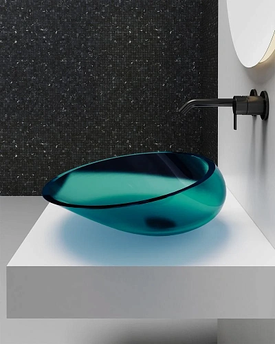 Раковина ABBER Kristall AT2812Aquamarin прозрачная, накладная, бирюзовая Раковина ABBER Kristall AT2812Aquamarin прозрачная, накладная, бирюзовая