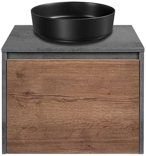 Тумба под раковину Vincea Mesa 600 подвесная, 1 выкатной/1 скрытый ящик soft close, T.Oak + Beton VMC-2MS600TB Тумба под раковину Vincea Mesa 600 подвесная, 1 выкатной/1 скрытый ящик soft close, T.Oak + Beton VMC-2MS600TB