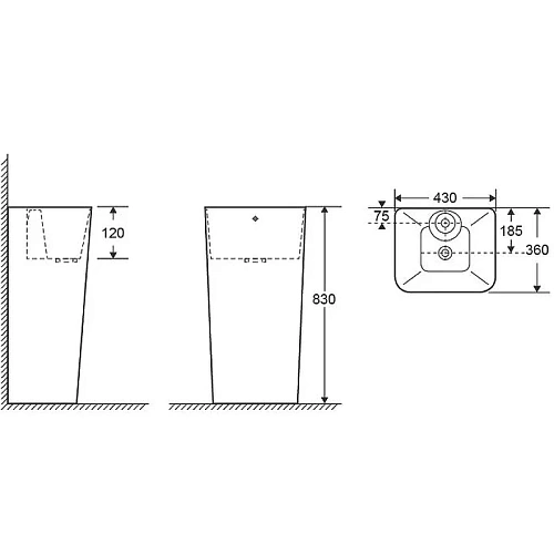 Раковина Ceruttispa DORRIS CT7830 430x360x830 напольная Раковина Ceruttispa DORRIS CT7830 430x360x830 напольная