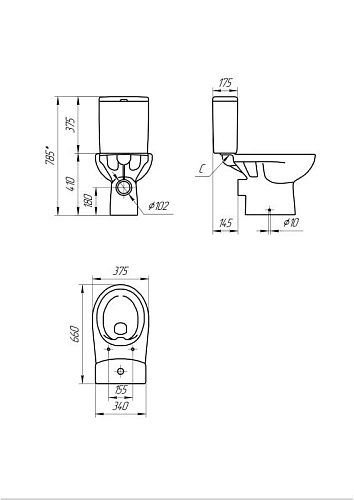 Унитаз напольный Cersanit NATURE (A65410) Clean On 011 3/5 DPL EO slim 65410 с сиденьем Унитаз напольный Cersanit NATURE (A65410) Clean On 011 3/5 DPL EO slim 65410 с сиденьем