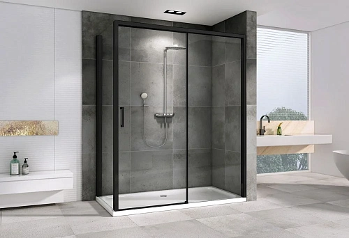 Душевой уголок ABBER Komfort AG93140B-S102B 140x100 см универсальный, профиль черный, стекло прозрачное Душевой уголок ABBER Komfort AG93140B-S102B 140x100 см универсальный, профиль черный, стекло прозрачное