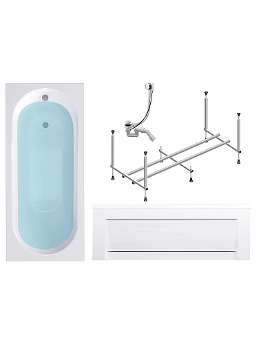 Акриловая ванна Timo ROHA1570 150x70x58 с каркасом, слив-переливом и фронтальной панелью Акриловая ванна Timo ROHA1570 150x70x58 с каркасом, слив-переливом и фронтальной панелью