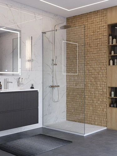 Душевая перегородка BelBagno UNO-L-1-TB-100-C-Cr 100 см, профиль хром, стекло прозрачное Душевая перегородка BelBagno UNO-L-1-TB-100-C-Cr 100 см, профиль хром, стекло прозрачное