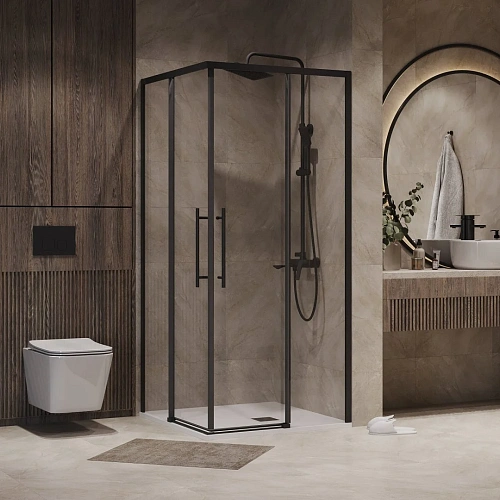 Душевой уголок Niagara Nova NG-6829-34BLACK (90x90x195) квадратная, раздвижная, черный матовый, стекло прозрачноее Душевой уголок Niagara Nova NG-6829-34BLACK (90x90x195) квадратная, раздвижная, черный матовый, стекло прозрачноее