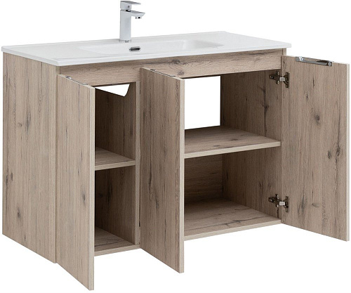 Тумба под раковину Aquanet Алвита New 100 3 дверцы, дуб веллингтон белый 00277533 Тумба под раковину Aquanet Алвита New 100 3 дверцы, дуб веллингтон белый 00277533