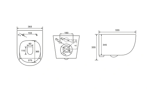 Унитаз подвесной CHARUS SKANDENBORG RIMLESS EWC700-125W безободковый, c легкосъемным сиденьем, с функцией микролифт Унитаз подвесной CHARUS SKANDENBORG RIMLESS EWC700-125W безободковый, c легкосъемным сиденьем, с функцией микролифт