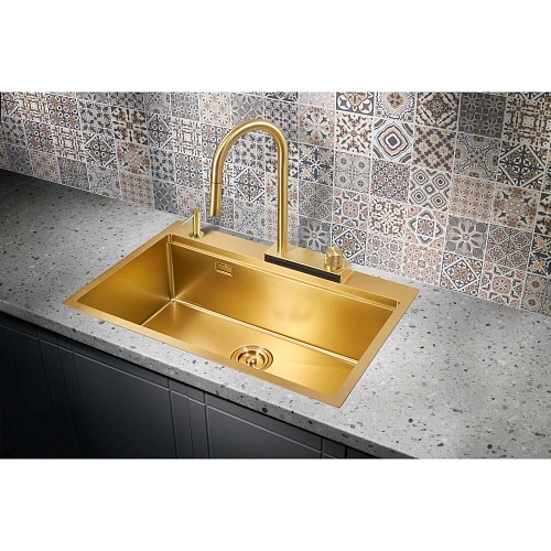 Кухонная мойка Milacio Denia 75 Steel (MC.77428) золото Кухонная мойка Milacio Denia 75 Steel (MC.77428) золото