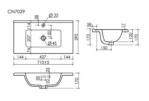 Раковина мебельная Ceramica Nova Compact CN7029 накладная 710x395x170 белый Раковина мебельная Ceramica Nova Compact CN7029 накладная 710x395x170 белый