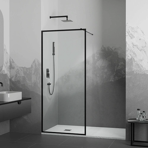 Душевая перегородка RGW Walk In WA-012B 800 мм 35101280-84 черный, Easy Clean Душевая перегородка RGW Walk In WA-012B 800 мм 35101280-84 черный, Easy Clean