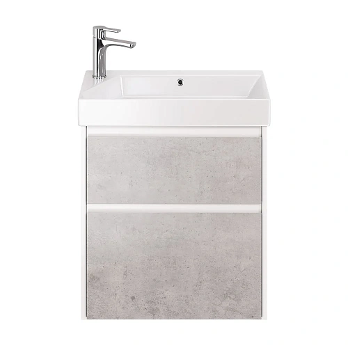 Тумба под раковину DREJA SLIM, 65 см, подвесная/напольная, 2 ящика, белый глянец / бетон 99.0503 Тумба под раковину DREJA SLIM, 65 см, подвесная/напольная, 2 ящика, белый глянец / бетон 99.0503