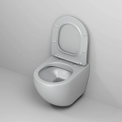 Унитаз подвесной GROSSMAN GR-4455GLMS Color 485x365x360 серый матовый безободковый с тонкой крышкой Унитаз подвесной GROSSMAN GR-4455GLMS Color 485x365x360 серый матовый безободковый с тонкой крышкой