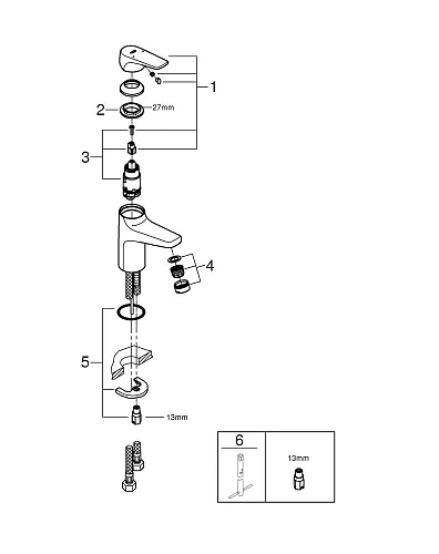Смеситель для раковины GROHE BauFlow (23752000) S-Size, хром Смеситель для раковины GROHE BauFlow (23752000) S-Size, хром