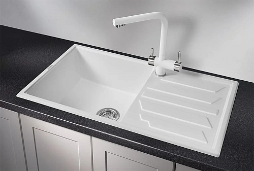 Кухонная мойка Granula 8601, АРКТИК (БЕЛЫЙ), кварц 860х500 Кухонная мойка Granula 8601, АРКТИК (БЕЛЫЙ), кварц 860х500