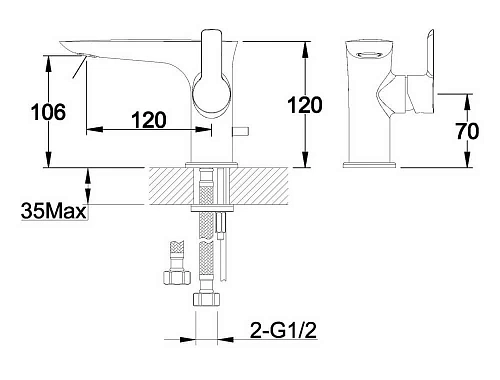 Смеситель для раковины Orans K-1076 1076K00 Смеситель для раковины Orans K-1076 1076K00