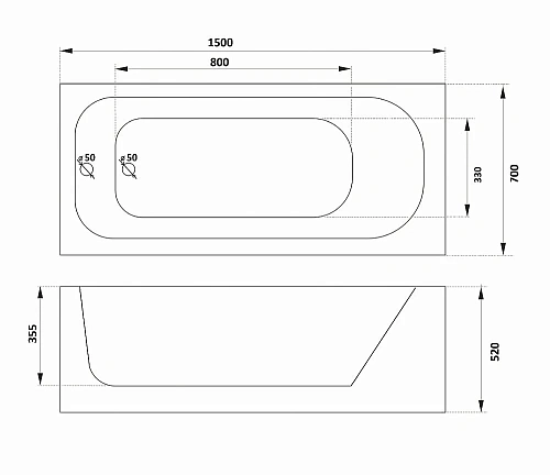 Акриловая ванна Parly ORTIZ CT10817 1500x700x580 с каркасом приставная, белая Акриловая ванна Parly ORTIZ CT10817 1500x700x580 с каркасом приставная, белая