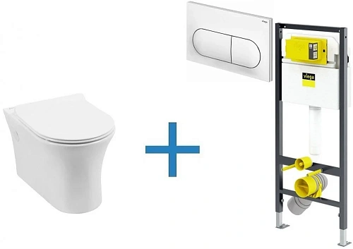 Комплект унитаза с инсталляцией Aquanet Rimless Roll-W CL-12249D (инсталляция Viega Prevista Dry 852 Roll-W + 792831 Комплект унитаза с инсталляцией Aquanet Rimless Roll-W CL-12249D (инсталляция Viega Prevista Dry 852 Roll-W + 792831