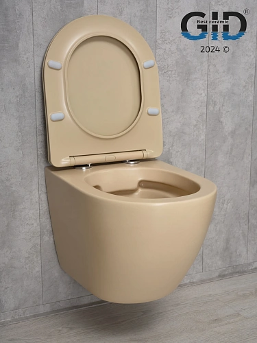 Унитаз подвесной Gid Sr2198 62210Y светло-коричневый матовый 49x36x35.5 с крышкой микролифт Унитаз подвесной Gid Sr2198 62210Y светло-коричневый матовый 49x36x35.5 с крышкой микролифт