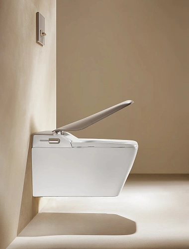 Унитаз подвесной ARROW AKB2130H с крышкой, со смарт функциями, белый/бежевый Унитаз подвесной ARROW AKB2130H с крышкой, со смарт функциями, белый/бежевый