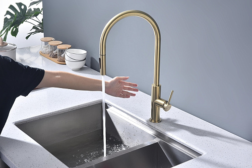 Смеситель для кухни Paulmark SENSO светлое золото Se215180-LG Смеситель для кухни Paulmark SENSO светлое золото Se215180-LG