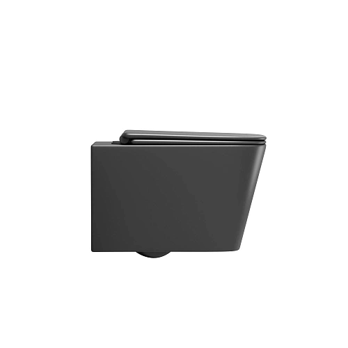 Унитаз подвесной GROSSMAN GR-4404BMSQ 48,5x34x29 черный матовый, безободковый, торнадо с тонкой крышкой Унитаз подвесной GROSSMAN GR-4404BMSQ 48,5x34x29 черный матовый, безободковый, торнадо с тонкой крышкой