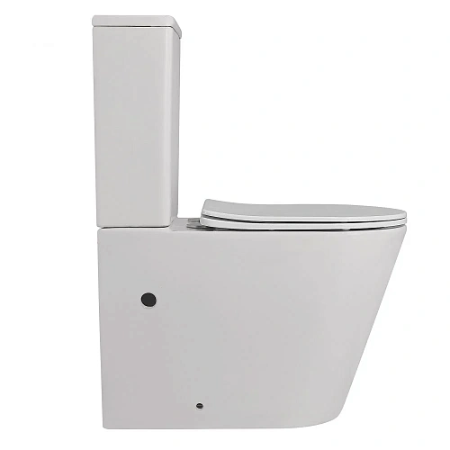 Унитаз напольный ABBER Bequem AC1112 компакт белый, безободковый с крышкой микролифт Унитаз напольный ABBER Bequem AC1112 компакт белый, безободковый с крышкой микролифт