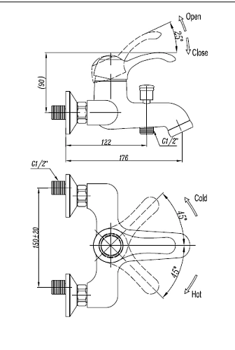 Смеситель для ванны CEZARES LIRA-M-VDM1-01, хром Смеситель для ванны CEZARES LIRA-M-VDM1-01, хром