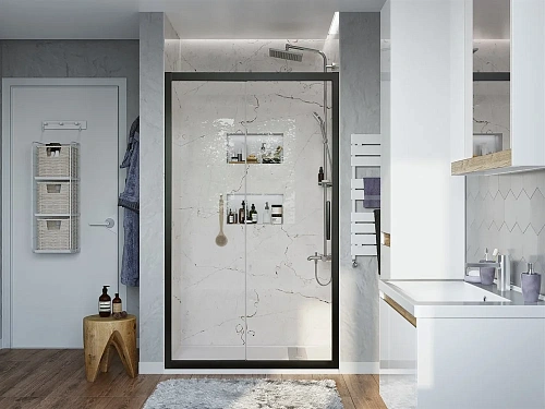 Душевая дверь STWORKI Стокгольм 100 см профиль черный матовый, раздвижная, прозрачное стекло 464471 Душевая дверь STWORKI Стокгольм 100 см профиль черный матовый, раздвижная, прозрачное стекло 464471