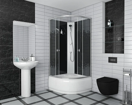 Душевая кабина Niagara NG-7508-14BK (900х900х1950) высокий поддон (40см) стекло мозаика 75081454BK Душевая кабина Niagara NG-7508-14BK (900х900х1950) высокий поддон (40см) стекло мозаика 75081454BK