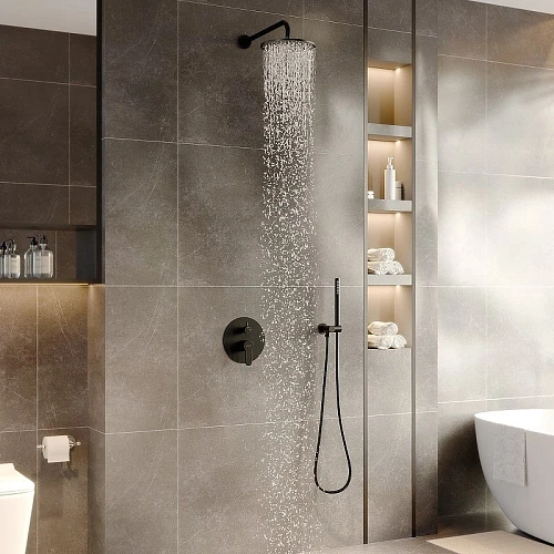 Душевая система BERGES NARDIS 2R BLACK, черный матовый встраиваемая 071004 Душевая система BERGES NARDIS 2R BLACK, черный матовый встраиваемая 071004