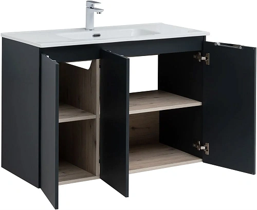 Тумба под раковину Aquanet Алвита New 100 3 дверцы, антрацит 00277531 Тумба под раковину Aquanet Алвита New 100 3 дверцы, антрацит 00277531