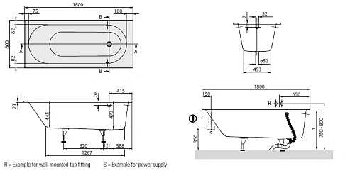 Ванна квариловая Villeroy&Boch Oberon 180x80 UBQ180OBE2V-01 alpin Ванна квариловая Villeroy&Boch Oberon 180x80 UBQ180OBE2V-01 alpin