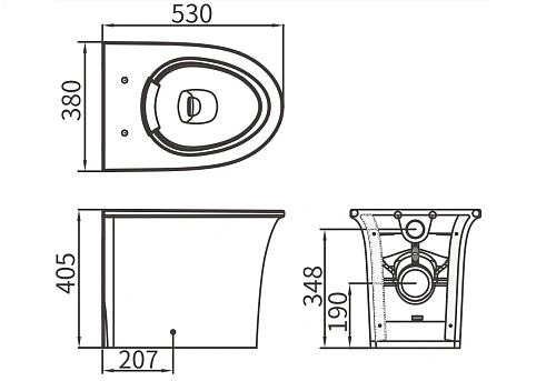 Унитаз приставной ARROW AB2191 белый без сиденья Унитаз приставной ARROW AB2191 белый без сиденья