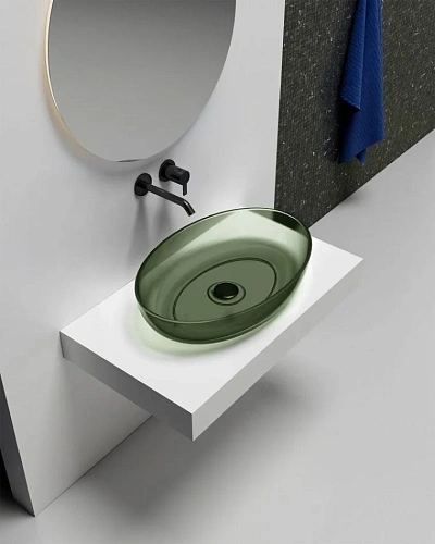 Раковина ABBER Kristall AT2801Vesuvian прозрачная, накладная, оливковая Раковина ABBER Kristall AT2801Vesuvian прозрачная, накладная, оливковая