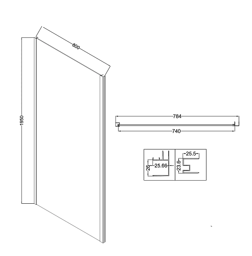 Боковая стенка Niagara Nova NG-A80-34 (80x195) хром, стекло прозрачное Боковая стенка Niagara Nova NG-A80-34 (80x195) хром, стекло прозрачное