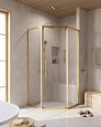 Детальная картинка товара «душевой уголок cezares relax-304-p-1-100-c-boro 100x100см стекло прозрачное, профиль брашированное золото»