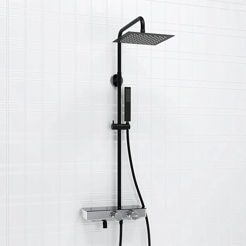 Душевая система WasserKRAFT A114.255.218.CB Thermo с термостатом черный Душевая система WasserKRAFT A114.255.218.CB Thermo с термостатом черный