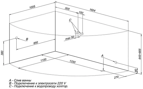 Акриловая ванна Aquanet Jamaica 160x100 L 00203986 Акриловая ванна Aquanet Jamaica 160x100 L 00203986
