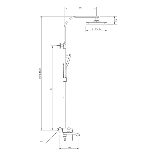 Душевая система Raglo R01.24.03, золотой сатин Душевая система Raglo R01.24.03, золотой сатин