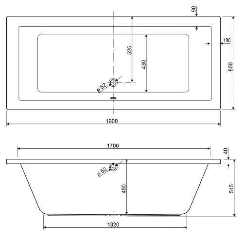 Акриловая ванна CEZARES PLANE-190-80-49-W37 1900x800 белый Акриловая ванна CEZARES PLANE-190-80-49-W37 1900x800 белый