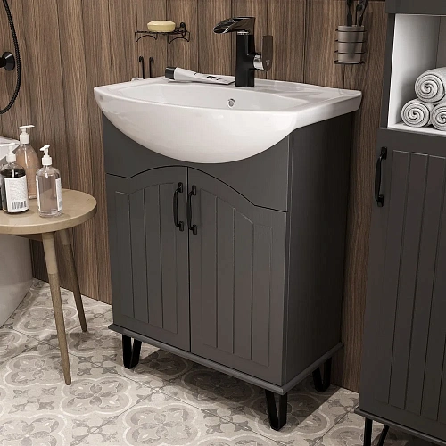 Тумба с раковиной DIWO Сочи 65 антрацит 574188 Тумба с раковиной DIWO Сочи 65 антрацит 574188