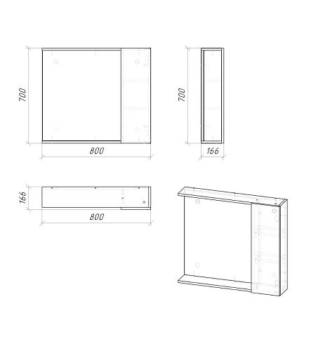 Зеркальный шкаф GROSSMAN ЮНИТ-80 см, универсальный кадена вуд 80x70 208011 Зеркальный шкаф GROSSMAN ЮНИТ-80 см, универсальный кадена вуд 80x70 208011