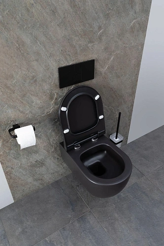 Унитаз подвесной Allen Brau Priority 4.31001.31 с крышкой, черный матовый Унитаз подвесной Allen Brau Priority 4.31001.31 с крышкой, черный матовый