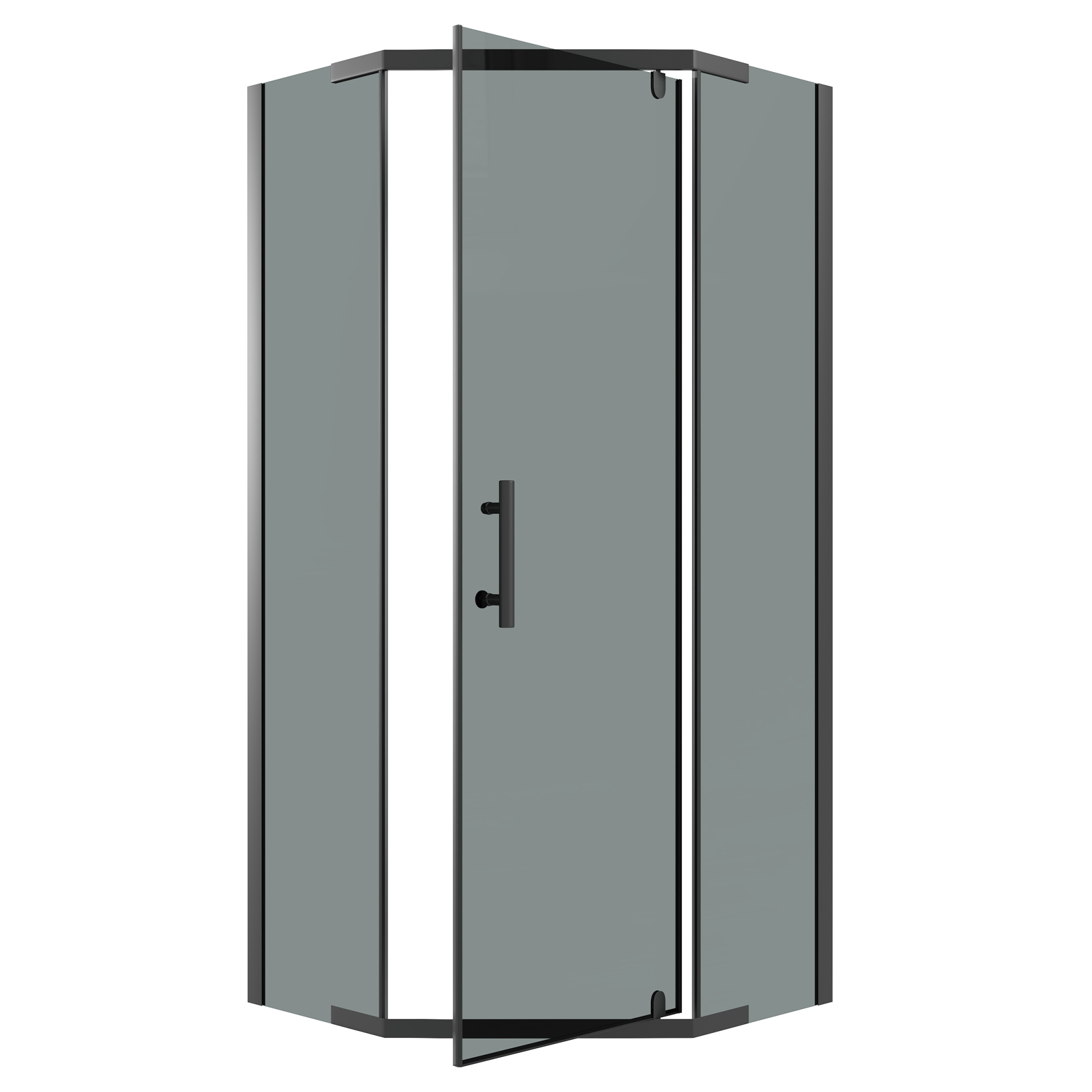 Детальная картинка товара «душевой уголок niagara eco ng-1010-14dt (100x100x190) трапеция, распаш, профиль черный, стекло тонированное (4мм)»
